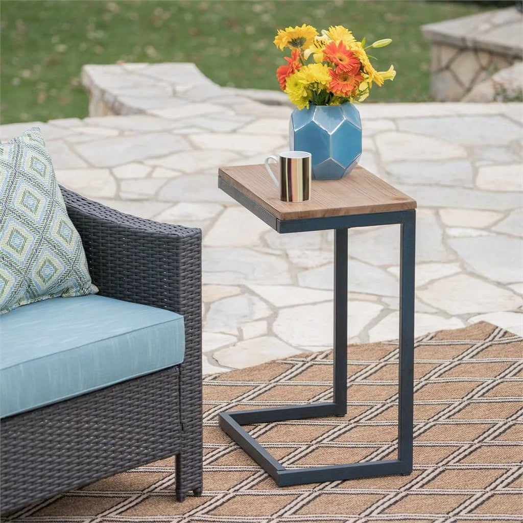 C-Shaped Accent Table in Brown and Black W472