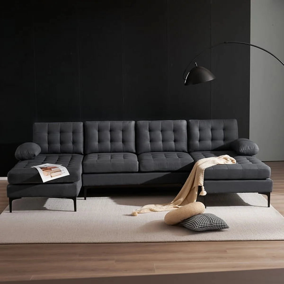 U-shaped Sectional Sofa Dark Gray X958