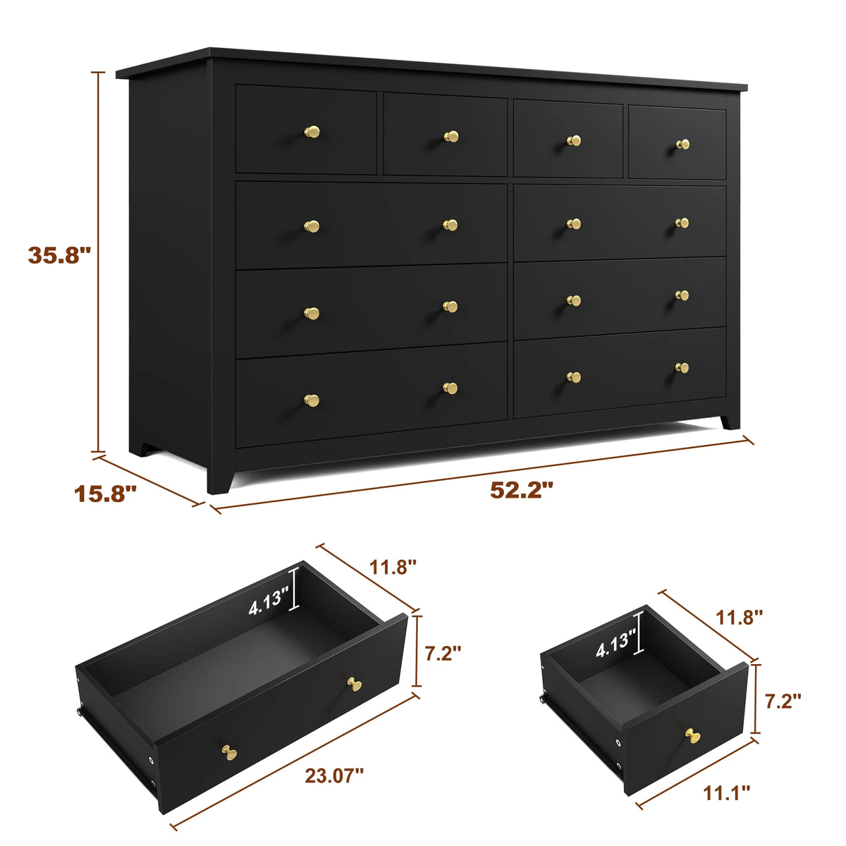 White 10 Drawer Wood Dresser B581754