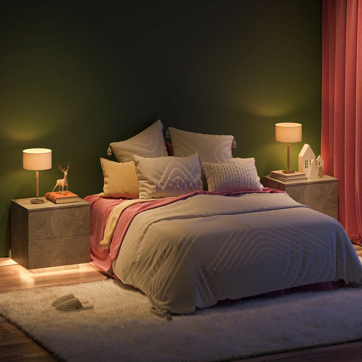 LED Nightstands Set of 2 with 2 Drawers Y891718