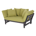 Convertible Wood Outdoor Sofa Blue Cushions F52018