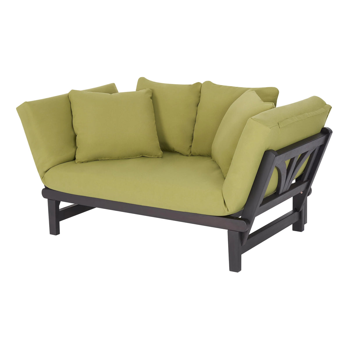 Convertible Wood Outdoor Sofa Blue Cushions F52018