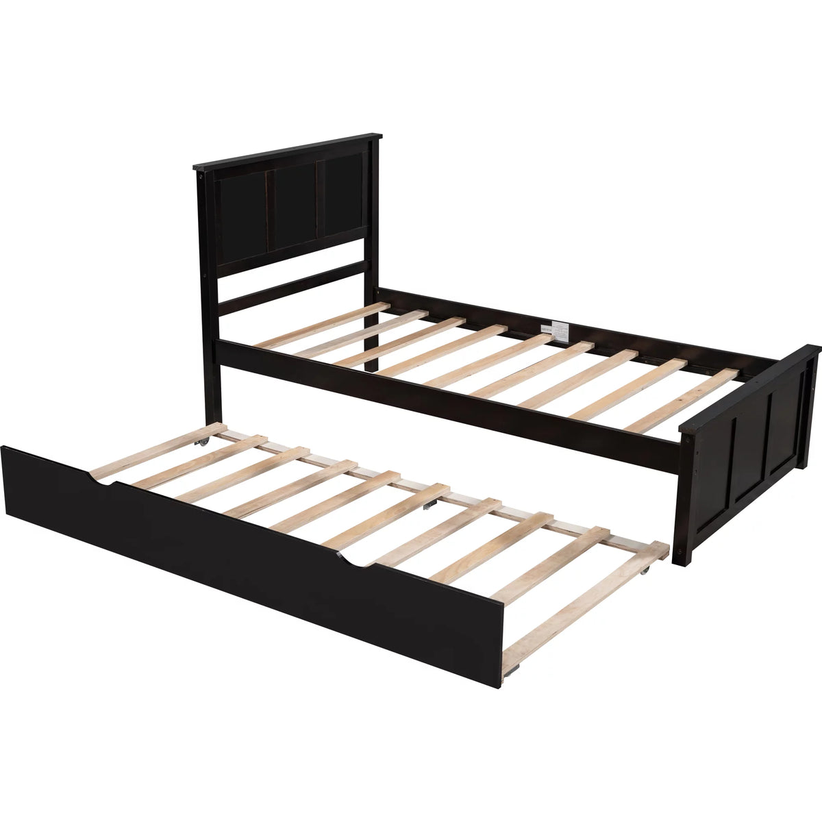 Wood Twin Platform Bed with Headboard & Trundle R6628