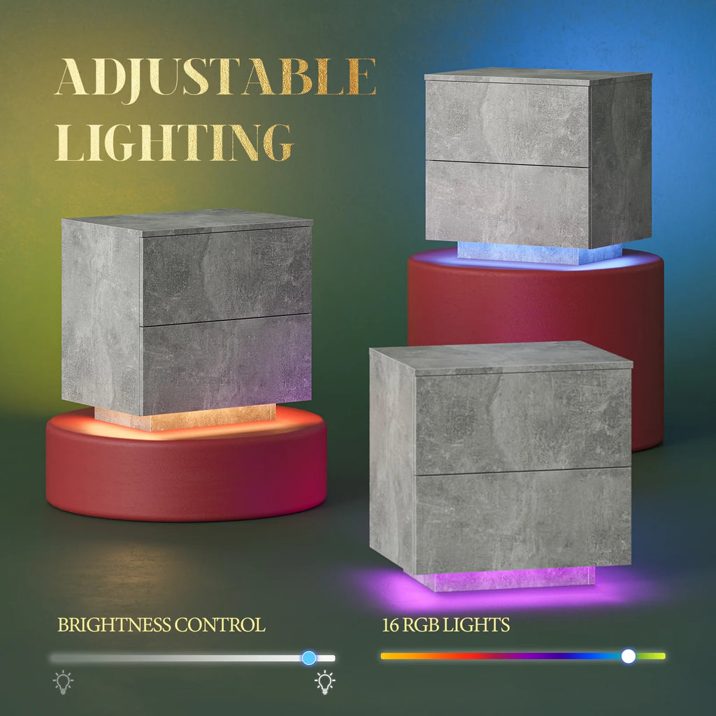 LED Nightstands Set of 2 with 2 Drawers Y891718
