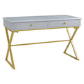 Gray Two Drawer Wood and Metal Desk X9760