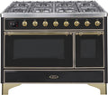 48 Dual Fuel Natural Gas Range in Glossy Black with Brass Trim B128262