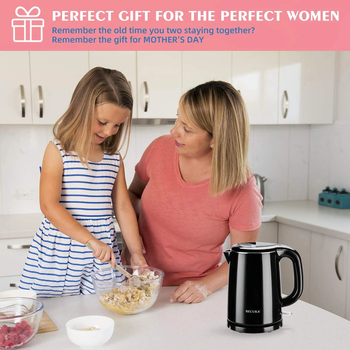 Stainless Steel Double Wall Electric Kettle 1.0L Black A481152
