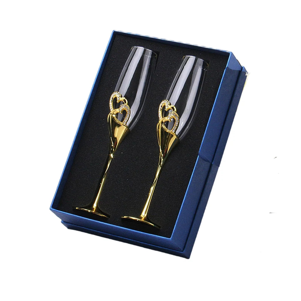 Champagne Flutes Glass Set of 2 Hand Blown Crystal R135