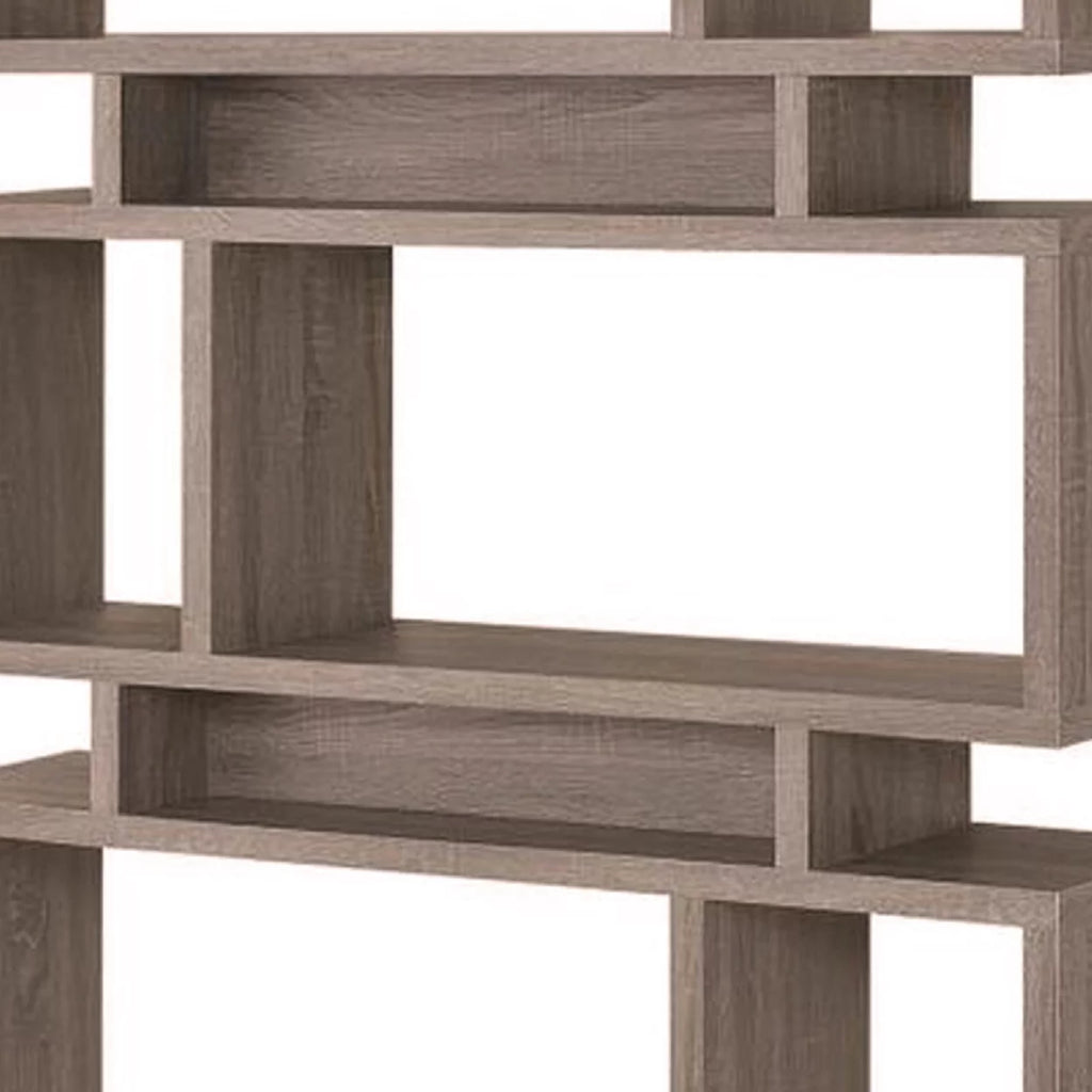 3-tier Geometric Bookcase Weathered Grey E9516