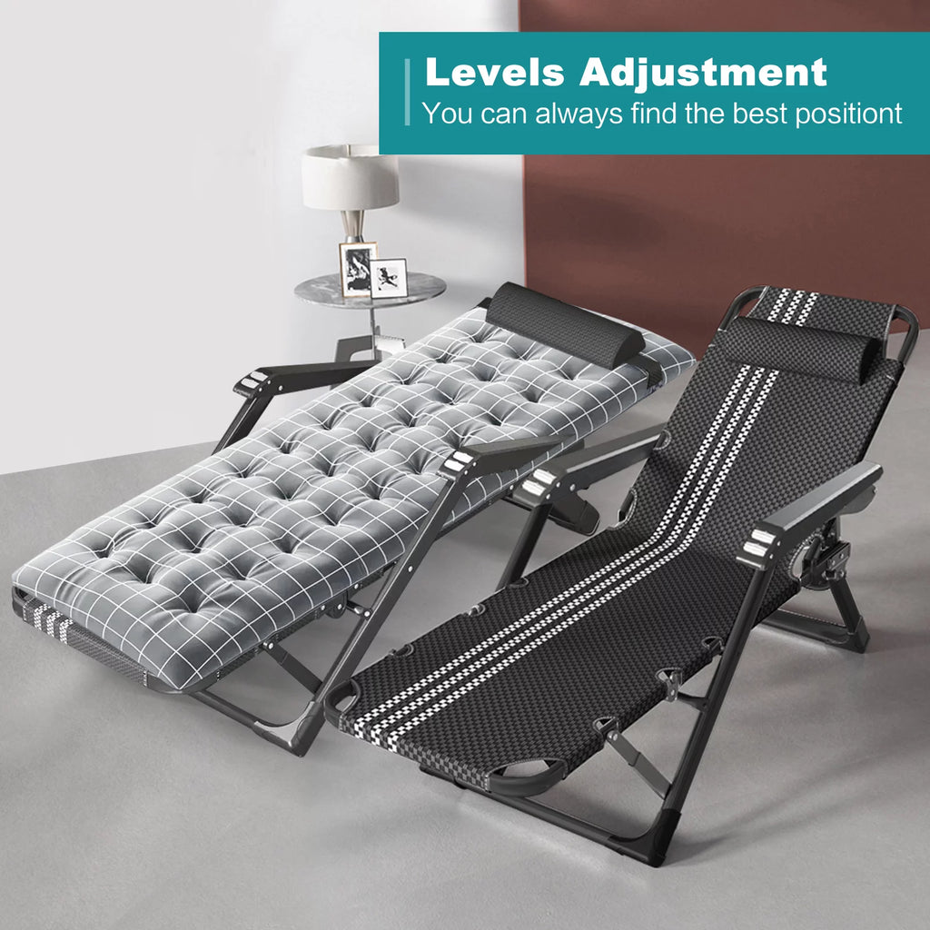 Gray Adjustable Folding Lounge Chair with Pillow Y64161