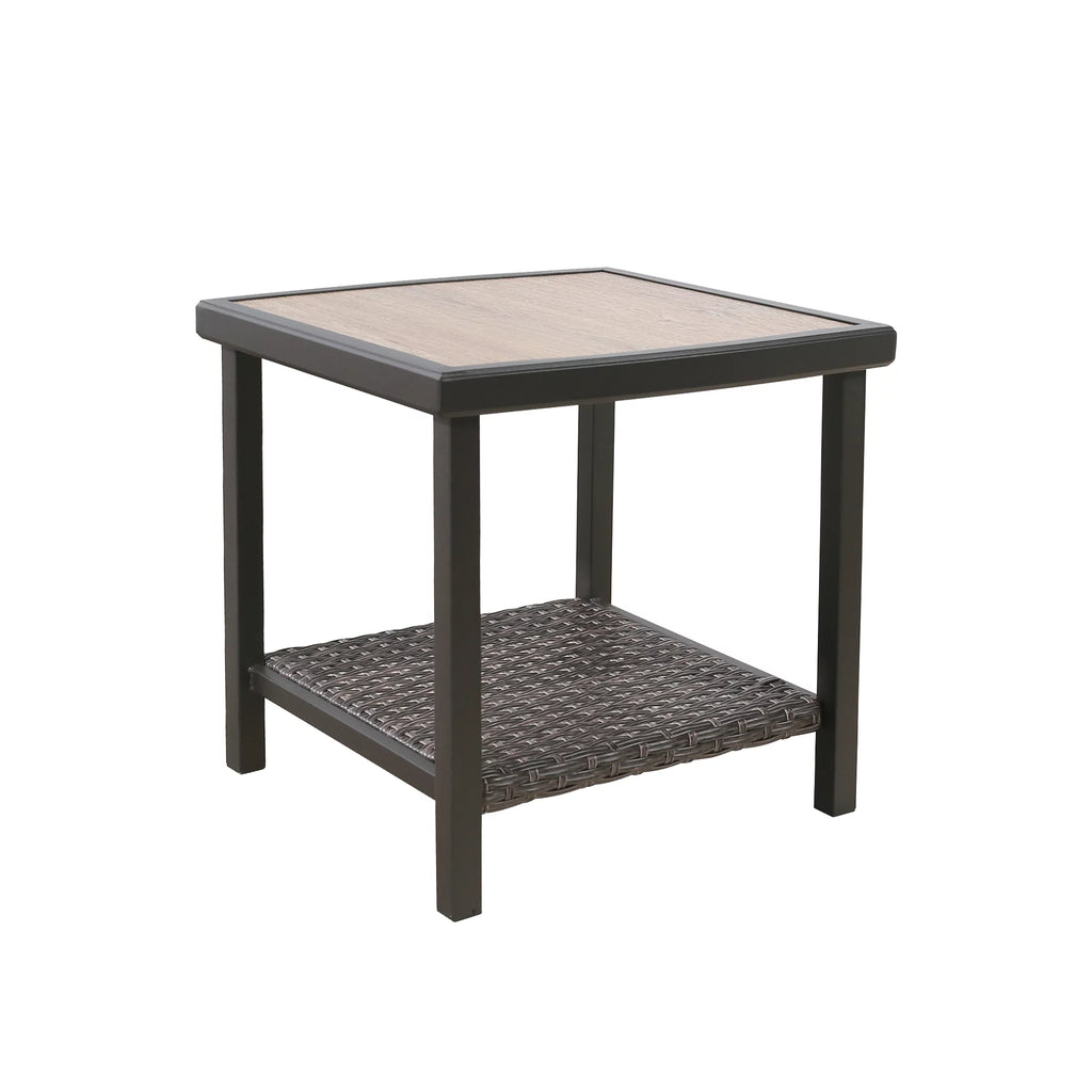 Brown 2-Tier Wicker Side Table H720480