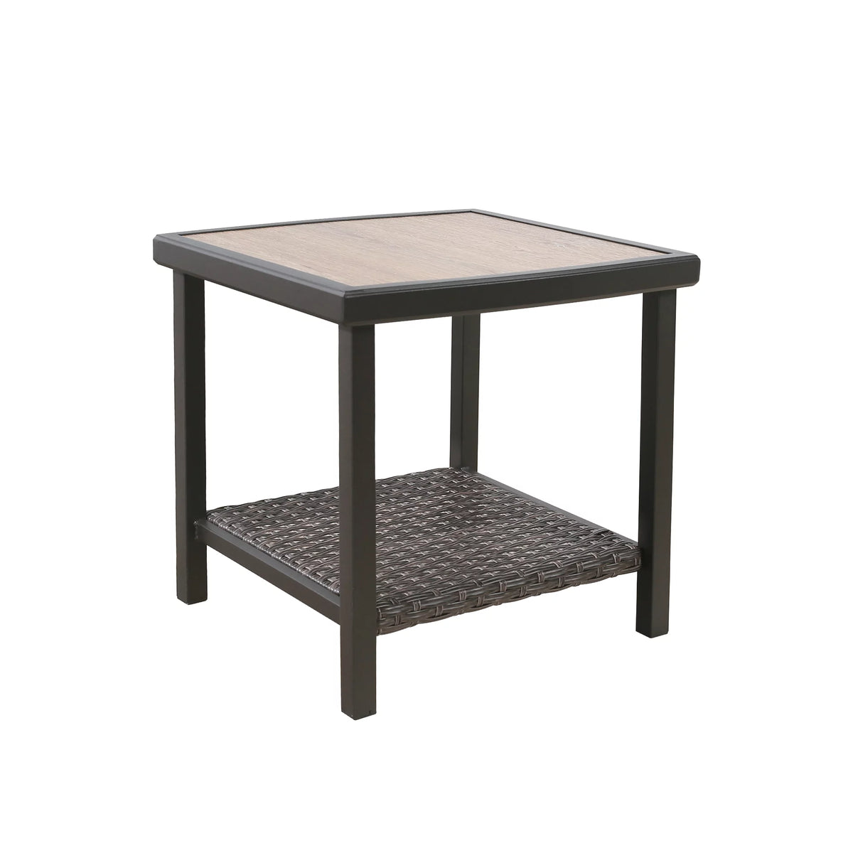 Brown 2-Tier Wicker Side Table H720480