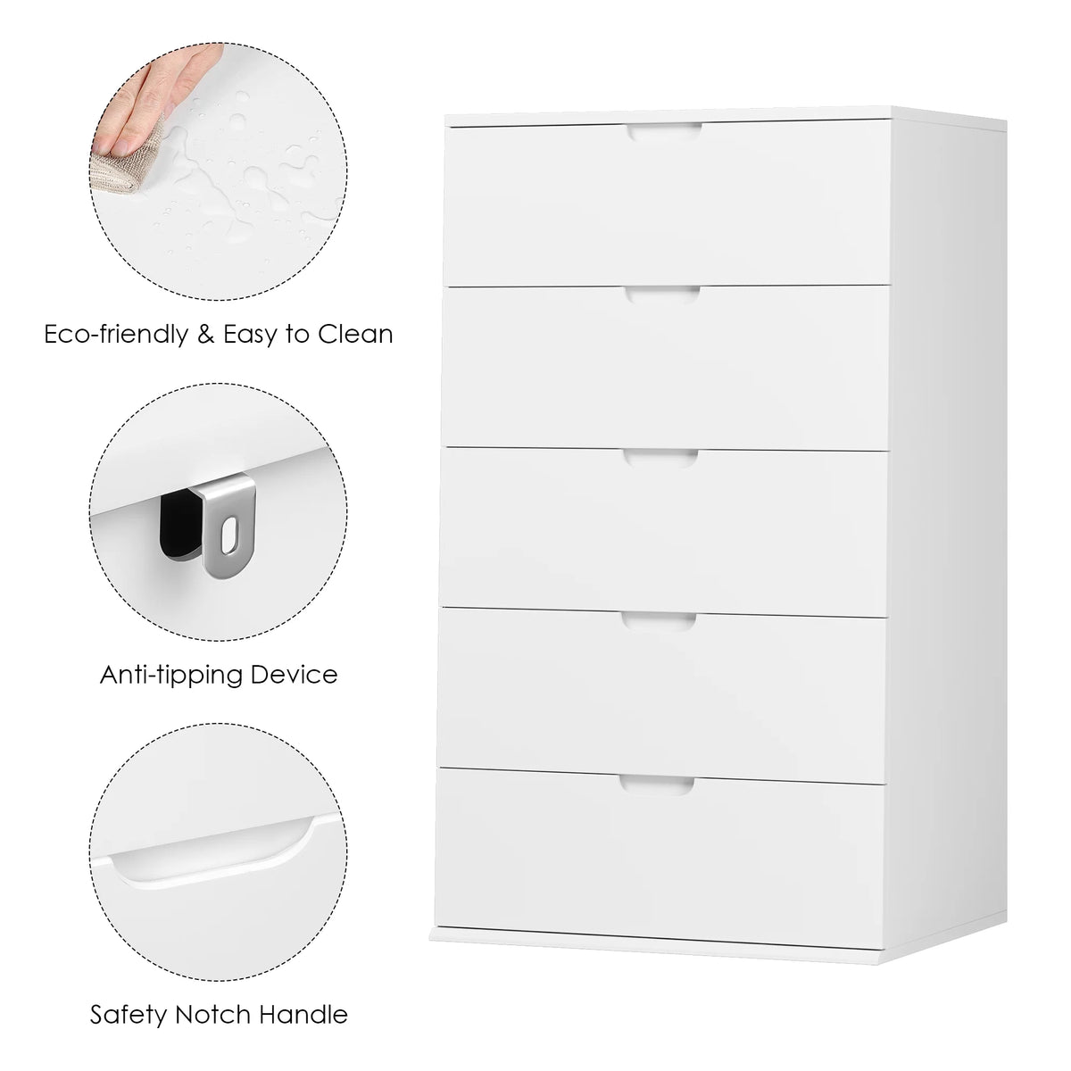 White 5 Drawer Dresser L63454
