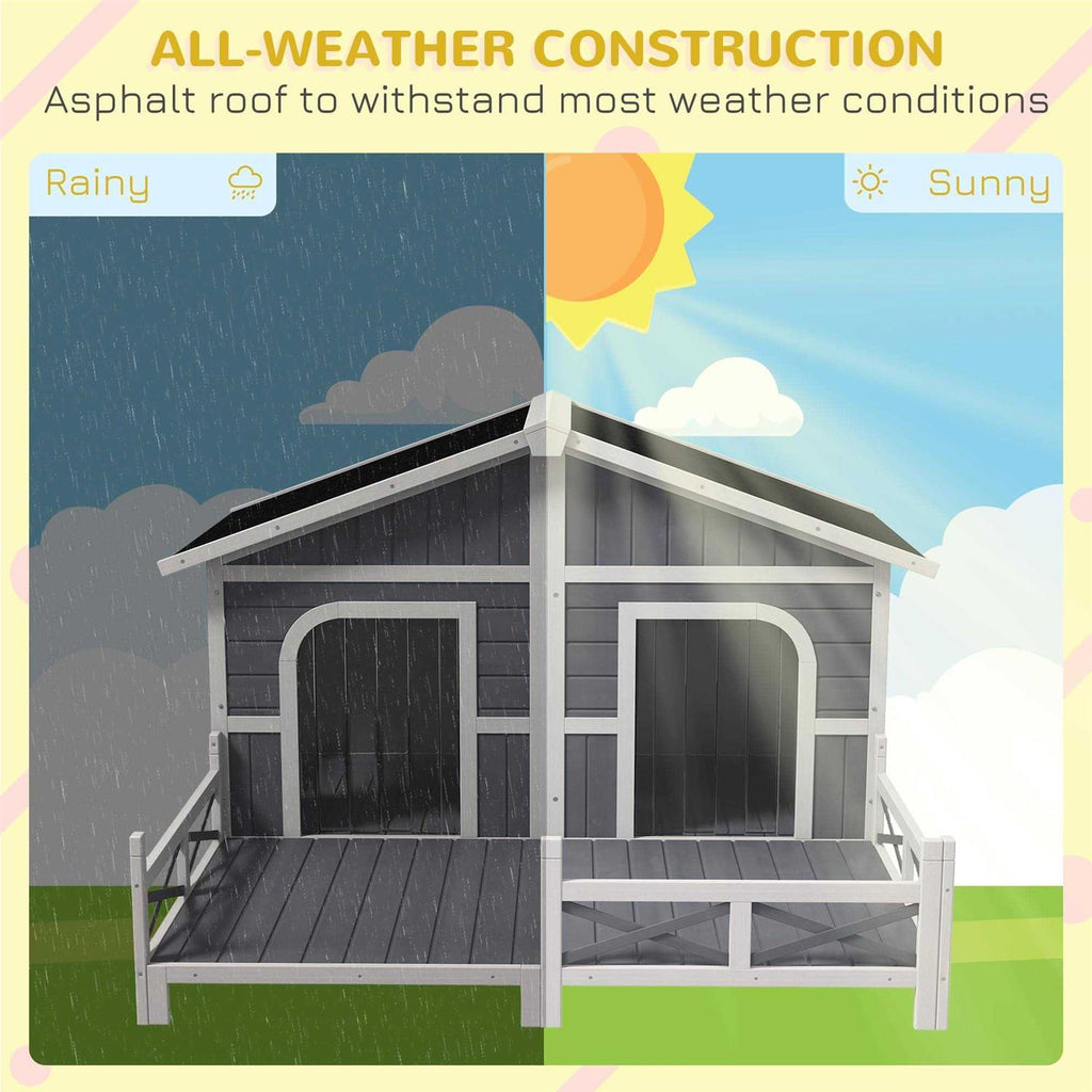 Wood Large Dog House with Porch Deck Y69691