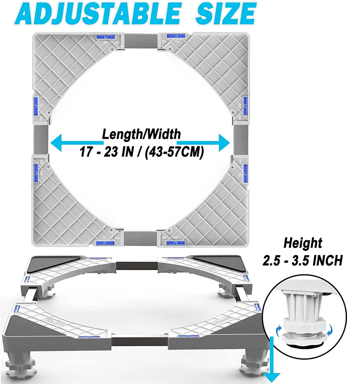 Adjustable Mini Fridge Stand with 4 Heavy Duty Feet White K839