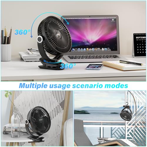 12000mAh 8in Rechargeable Portable Clip on Fan B94453