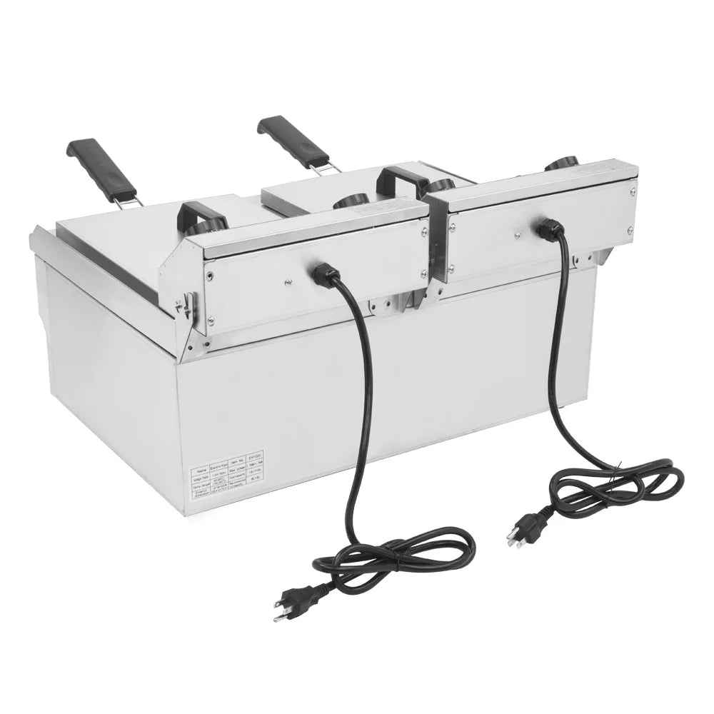 16L Stainless Steel Double Tank Deep Fryer 3400W B1791