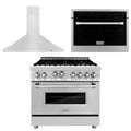 36 in. Gas Range, Range Hood, Microwave Oven Q287