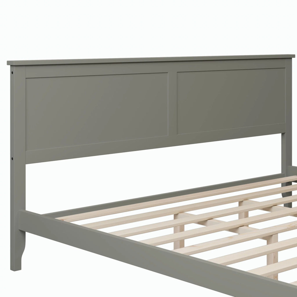 King Size Pine Platform Bed Frame with Headboard Q585697