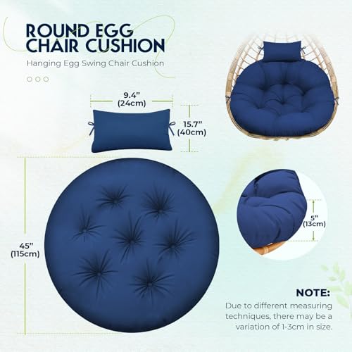 Round Waterproof Thicken Egg Chair Cushion with Pillow N63171