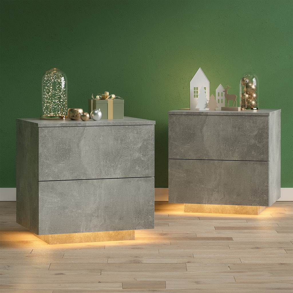 LED Nightstands Set of 2 with 2 Drawers Y891718
