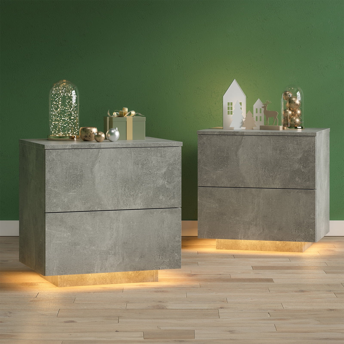 LED Nightstands Set of 2 with 2 Drawers Y891718