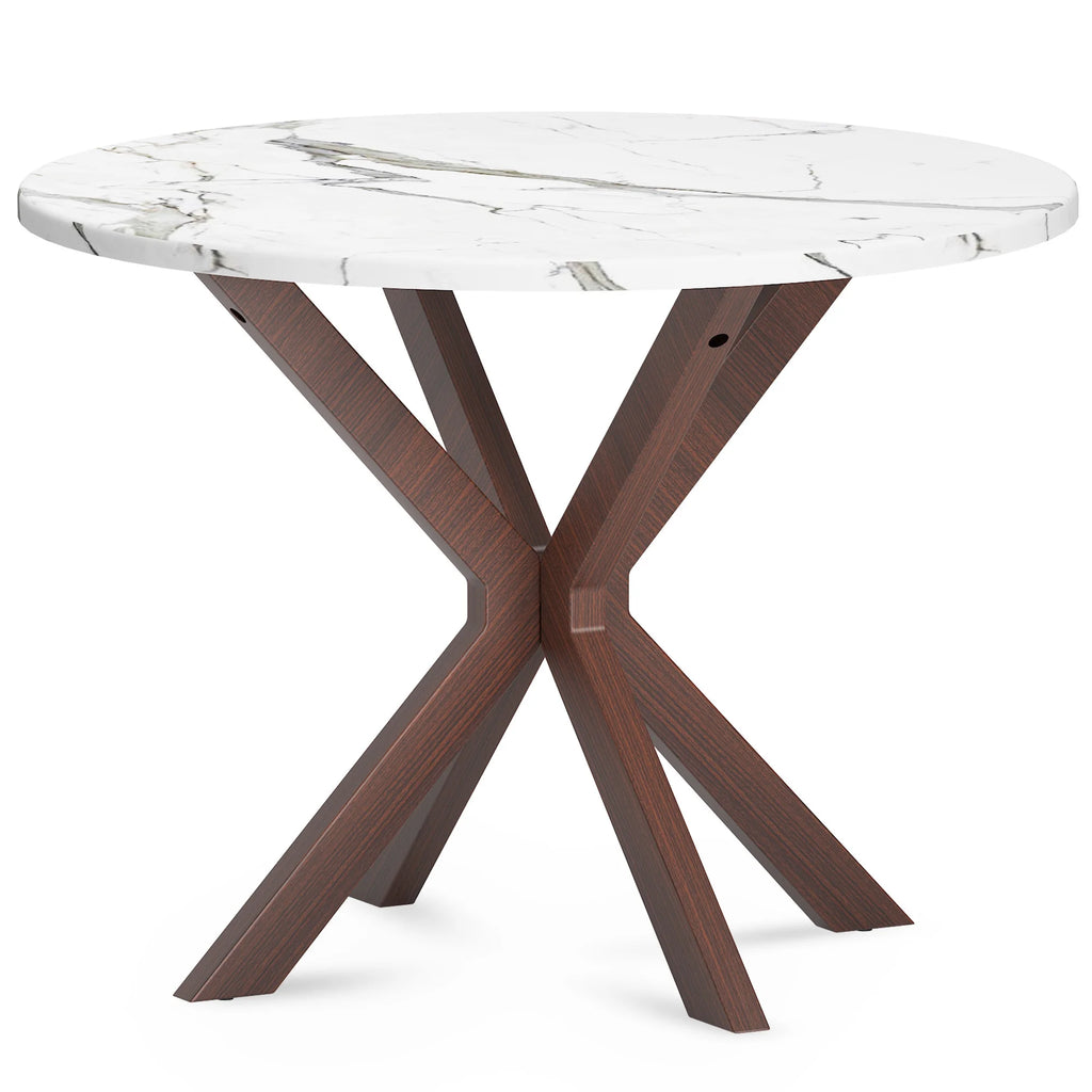 39.4" Round Wood Dining Table with Steel Legs B578
