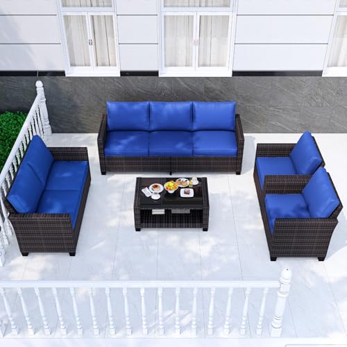 5-Piece PE Rattan Sectional Sofa Set with Storage Table H127867