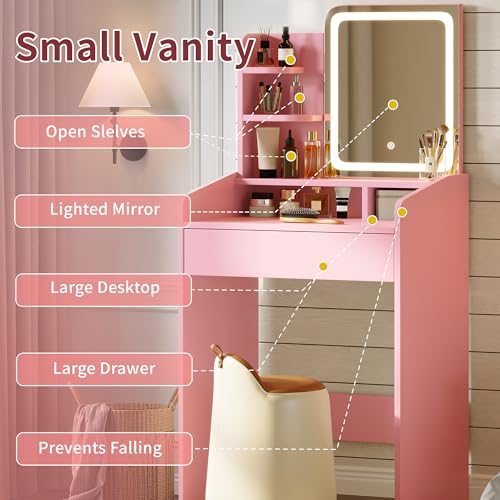 Small Vanity Desk with Mirror and Lights X412