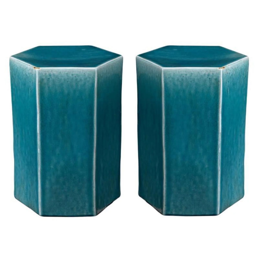 Ceramic Side Table in Azure Blue - Set of 2 V3475
