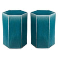 Ceramic Side Table in Azure Blue - Set of 2 V3475