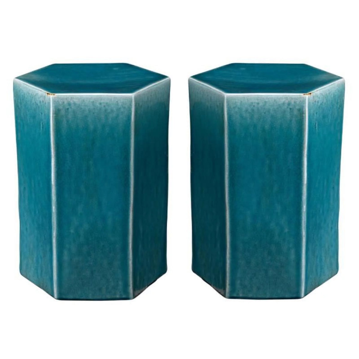 Ceramic Side Table in Azure Blue - Set of 2 V3475