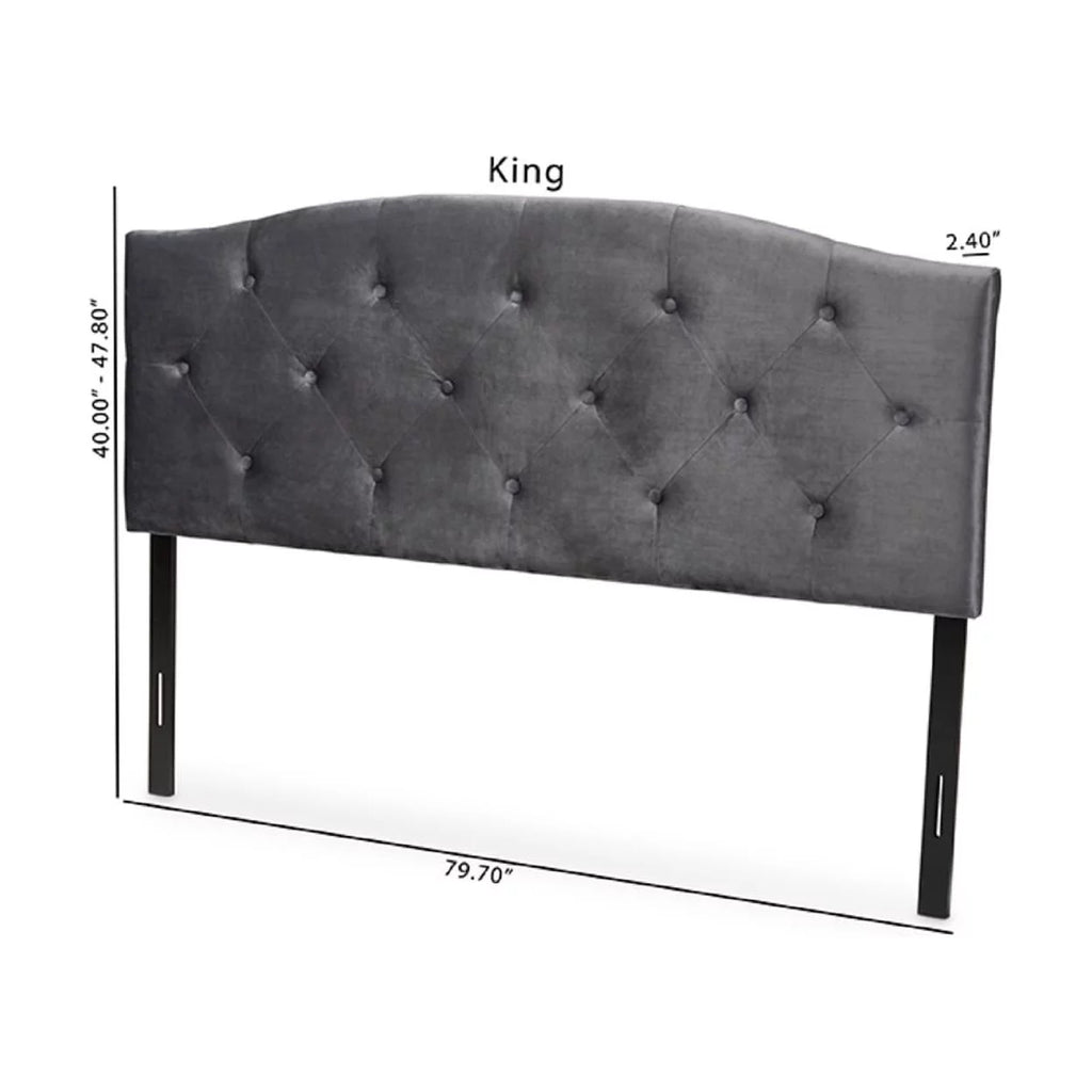 Grey Velvet Upholstered King Size Headboard C46738