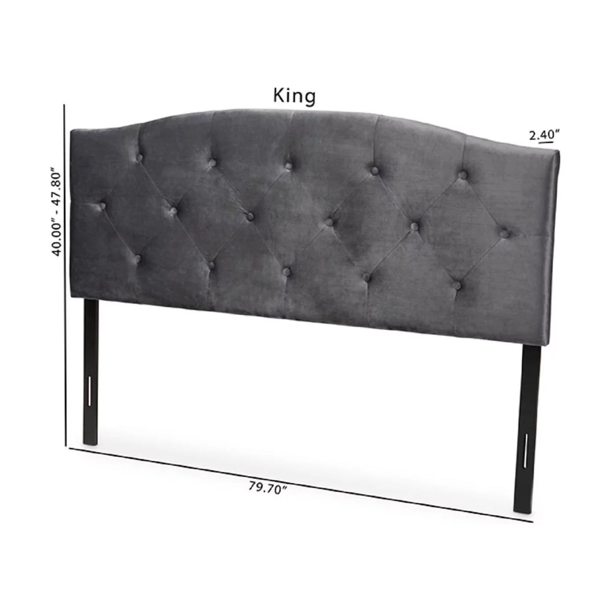 Grey Velvet Upholstered King Size Headboard C46738