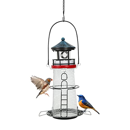 Solar Bird Feeder Hanging Outdoor Birdfeeder Waterproof LED Lights V8811