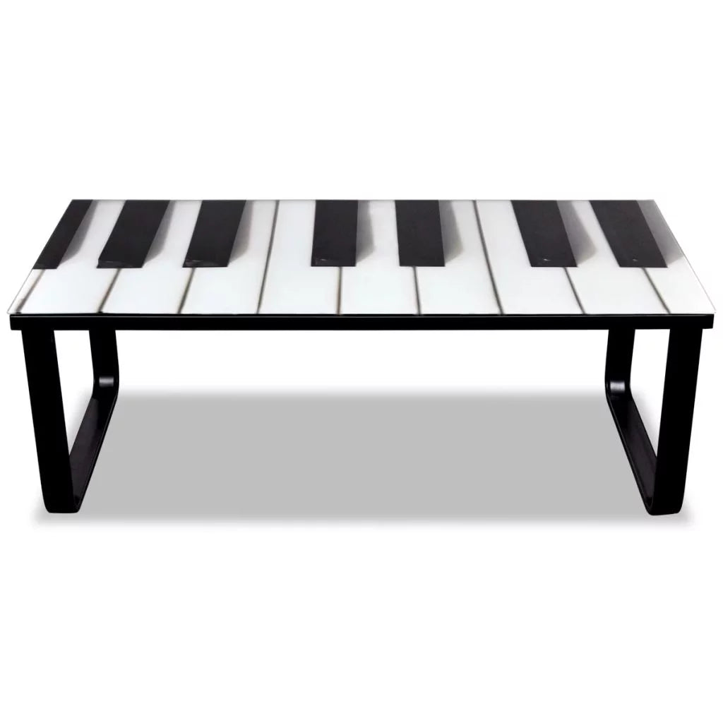 Piano Printing Glass Tabletop Coffee Table Y896