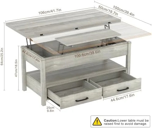 Lift Top Coffee Table with Drawers and Hidden Compartments V138438