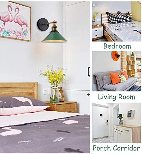 Dark Green 2-Lights Battery Wall Sconce Light Fixture J8631