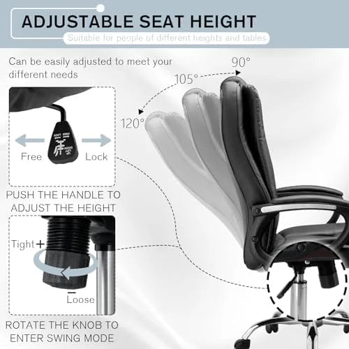 Black Height Adjustable PU Leather Ergonomic Office Chair R8503