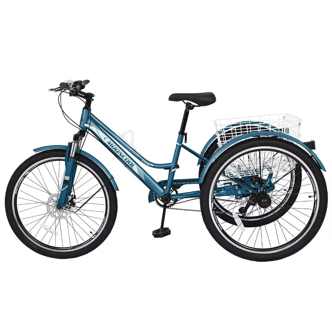 Adult Mountain Tricycle 27.5 Tire Three Wheel Cruiser Bike with Shopping Basket R958308