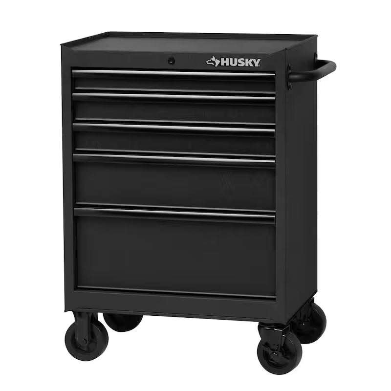 5-Drawer Rolling Tool Chest Cabinet in Textured Black W21514