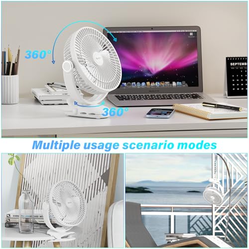 12000mAh 8in Rechargeable Portable Clip on Fan B94453