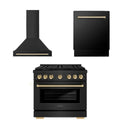 36 In. Gas Range, Range Hood, Dishwasher in Black Stainless Steel M448172