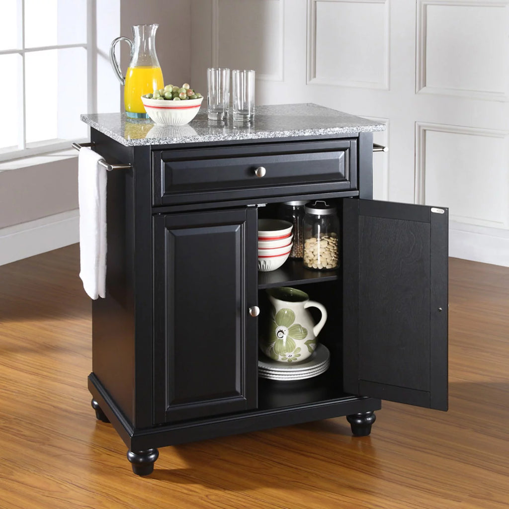White Wood Portable Kitchen Island J343