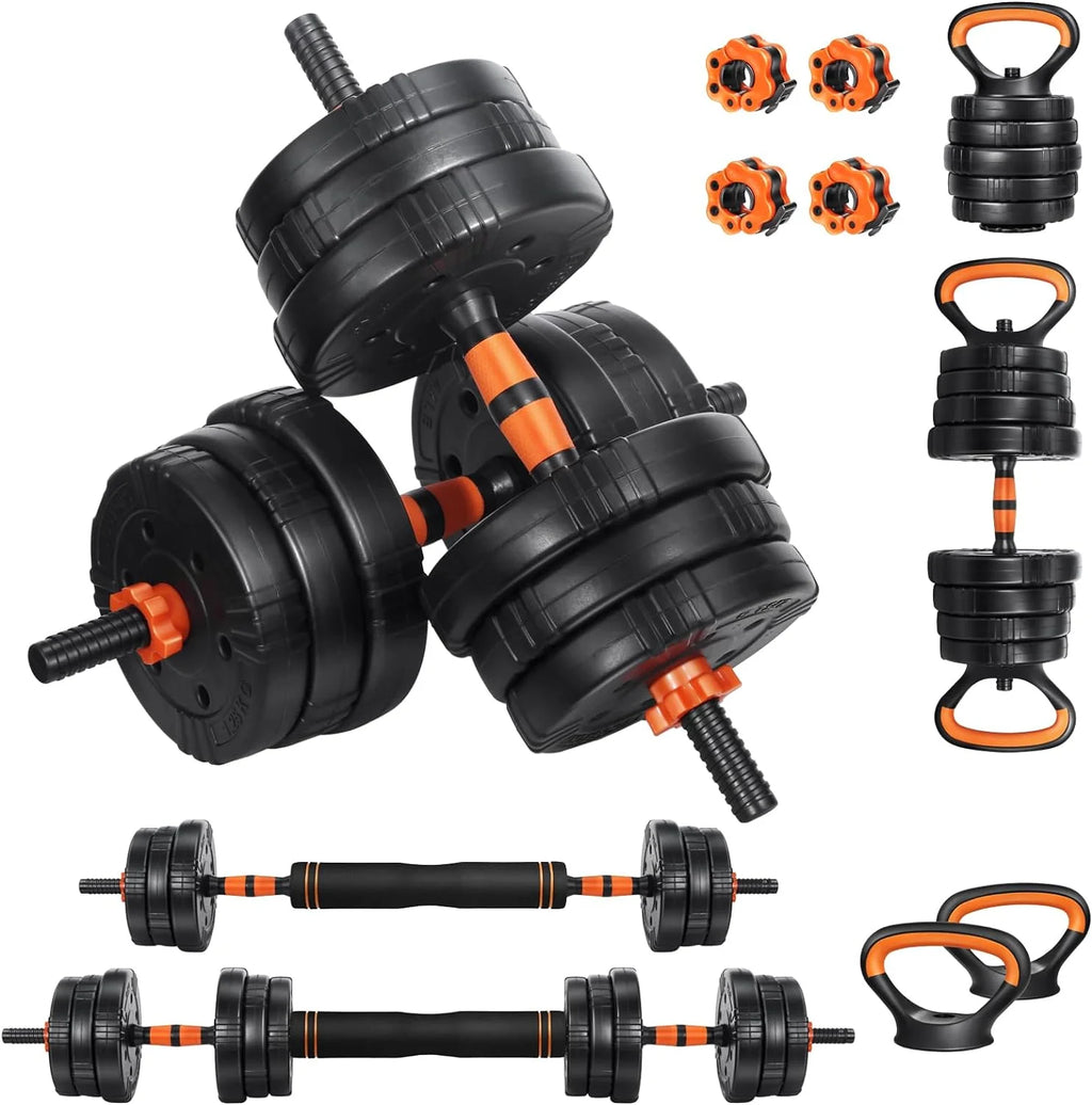 Adjustable 4 In 1 Dumbbell Set, 22/44/66/88Lbs Non-Slip K279
