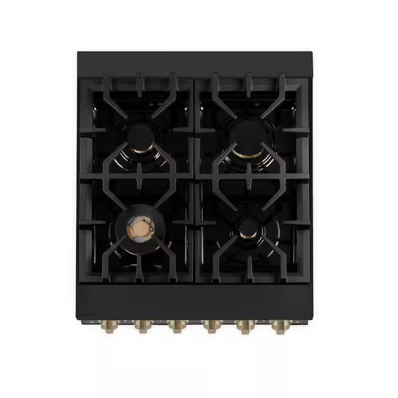 24 in. 4 Burner Dual Fuel Range in Black Stainless Steel and Champagne Bronze L4580