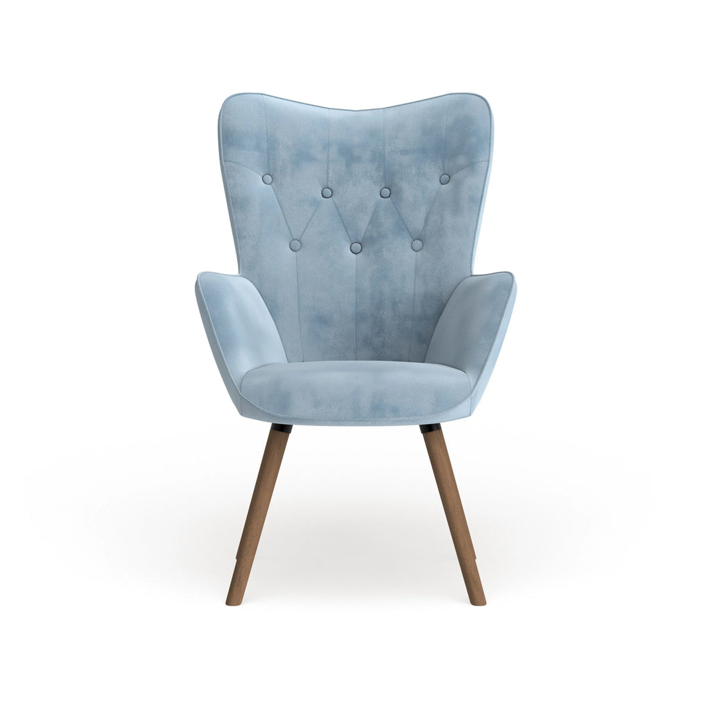 Blue Velvet Button-tufted High-back Accent Chair R5314