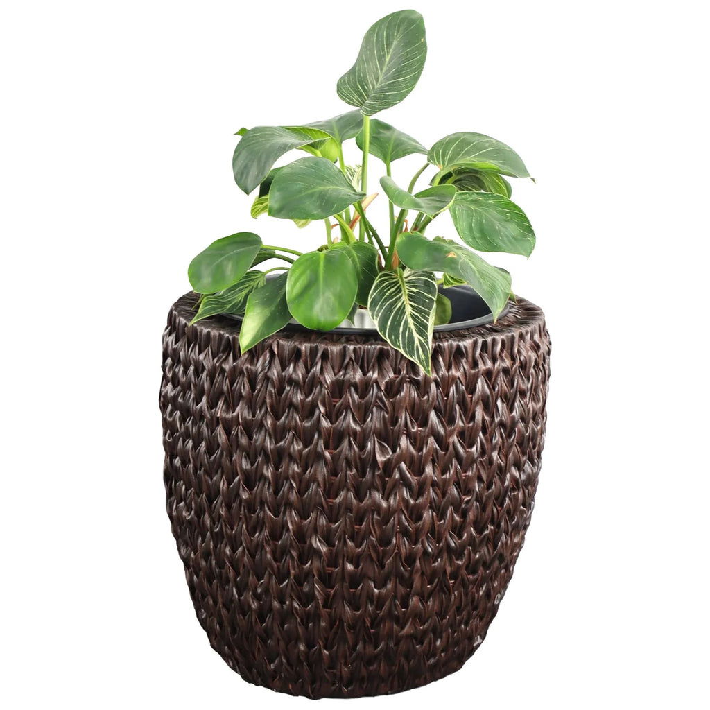 Set Of 2 Round All-Weather Wicker Planter With Plastic Liner M907290