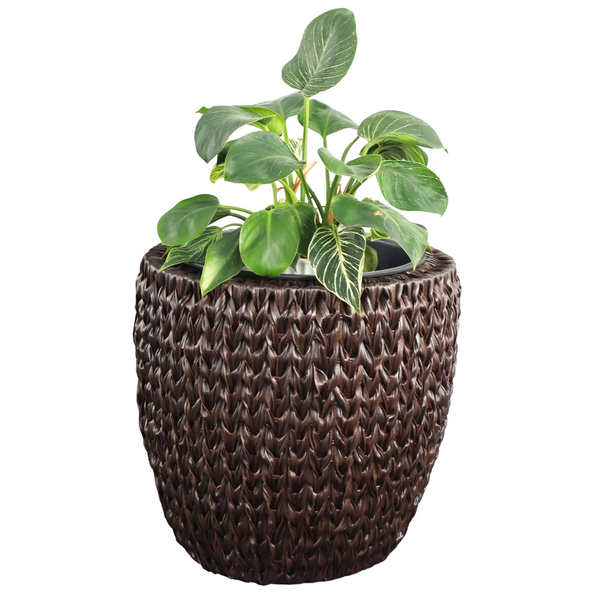 Set Of 2 Round All-Weather Wicker Planter With Plastic Liner M907290