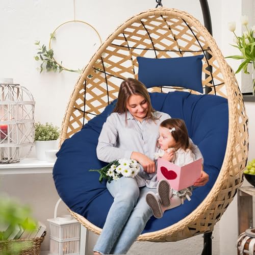 Round Waterproof Thicken Egg Chair Cushion with Pillow N63171